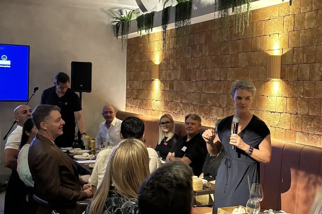 Ivanka Menken speaking with a room of business owners about who owns what